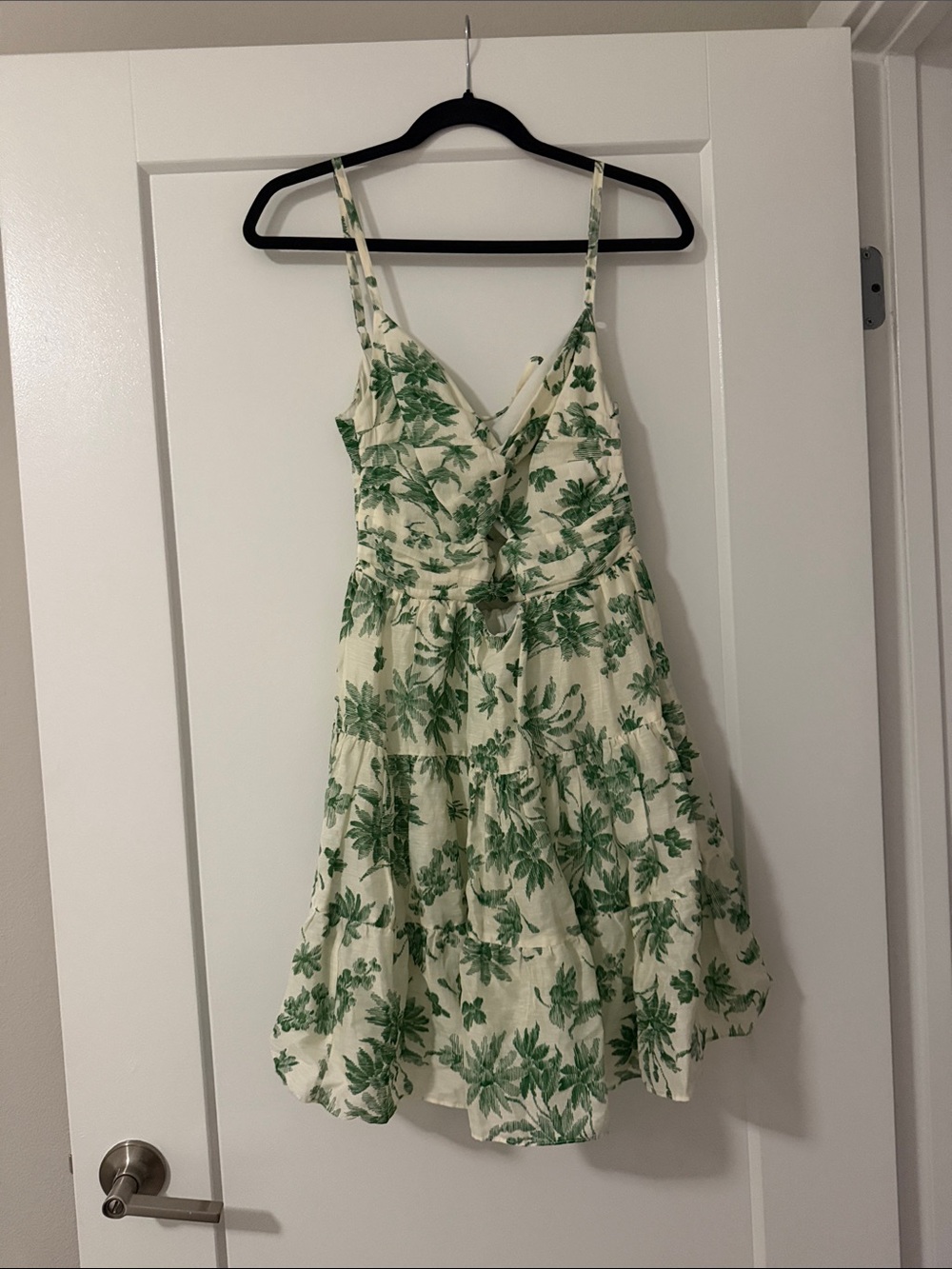 Sandro Cream  Dress with Green Botanical Print